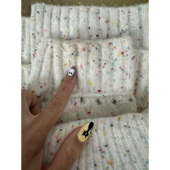 Sundance Rainbow Confetti Funnel Neck Oversized Chunky Open Knit Preppy Sweater - Picture 6 of 7